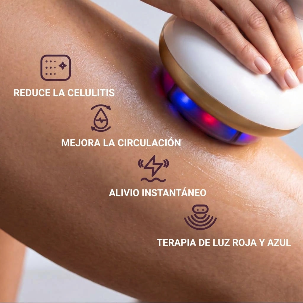 Softivelle sobre la pierna con terapia de luz roja y azul